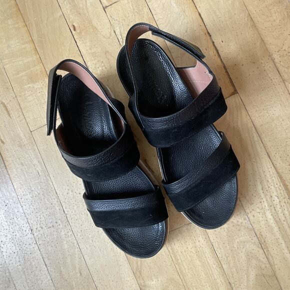 Homers Artisan‎ Sandals Black Suede Womens Size U.S 7.5 - Size 37 1/2 - Picture 2 of 10